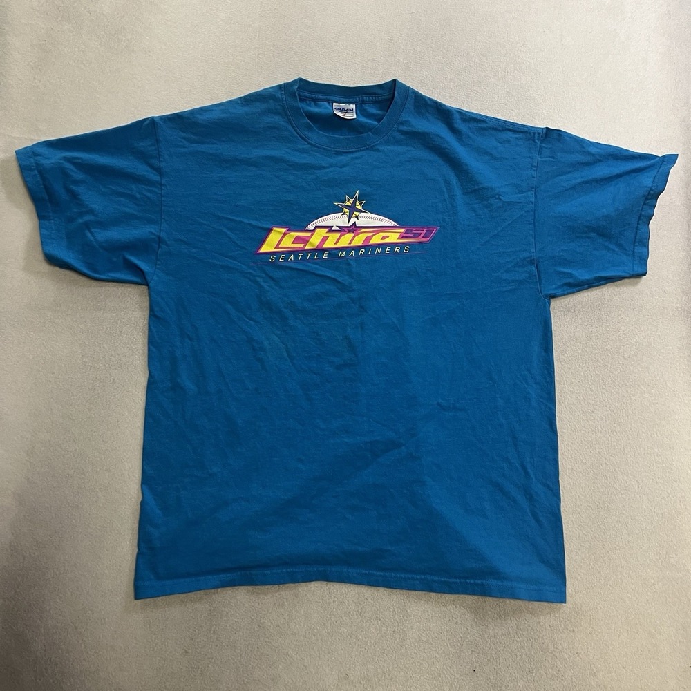 Seattle Mariners ICHIRO Colorful Teal MLB Baseball Y2K T-Shirt Men's Size XL